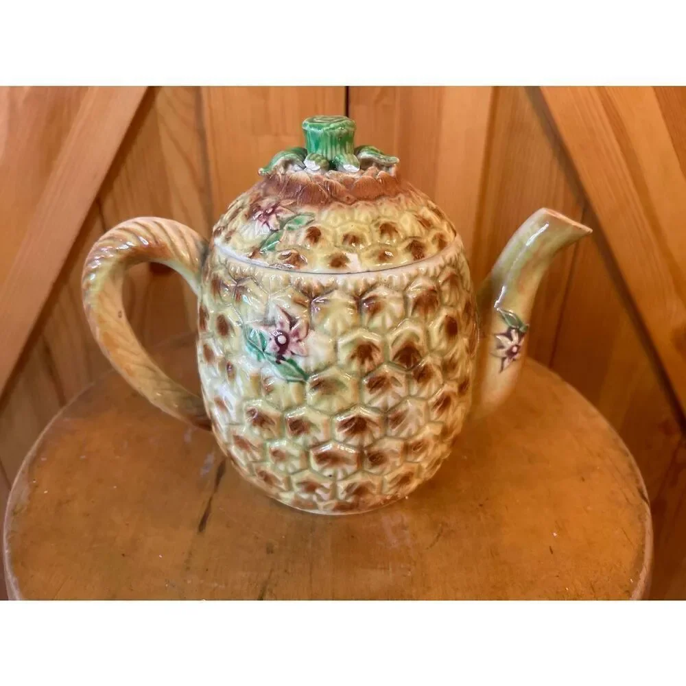 Vintage Japanese 7 Piece Tea Set Porcelain Pineapple Floral Design Read (5007)